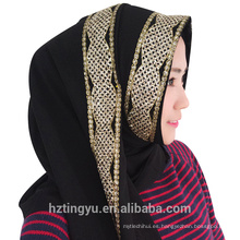 Fábrica hangzhou chal maxi negro shimmer burbuja gasa hijab glitter piedra bufanda